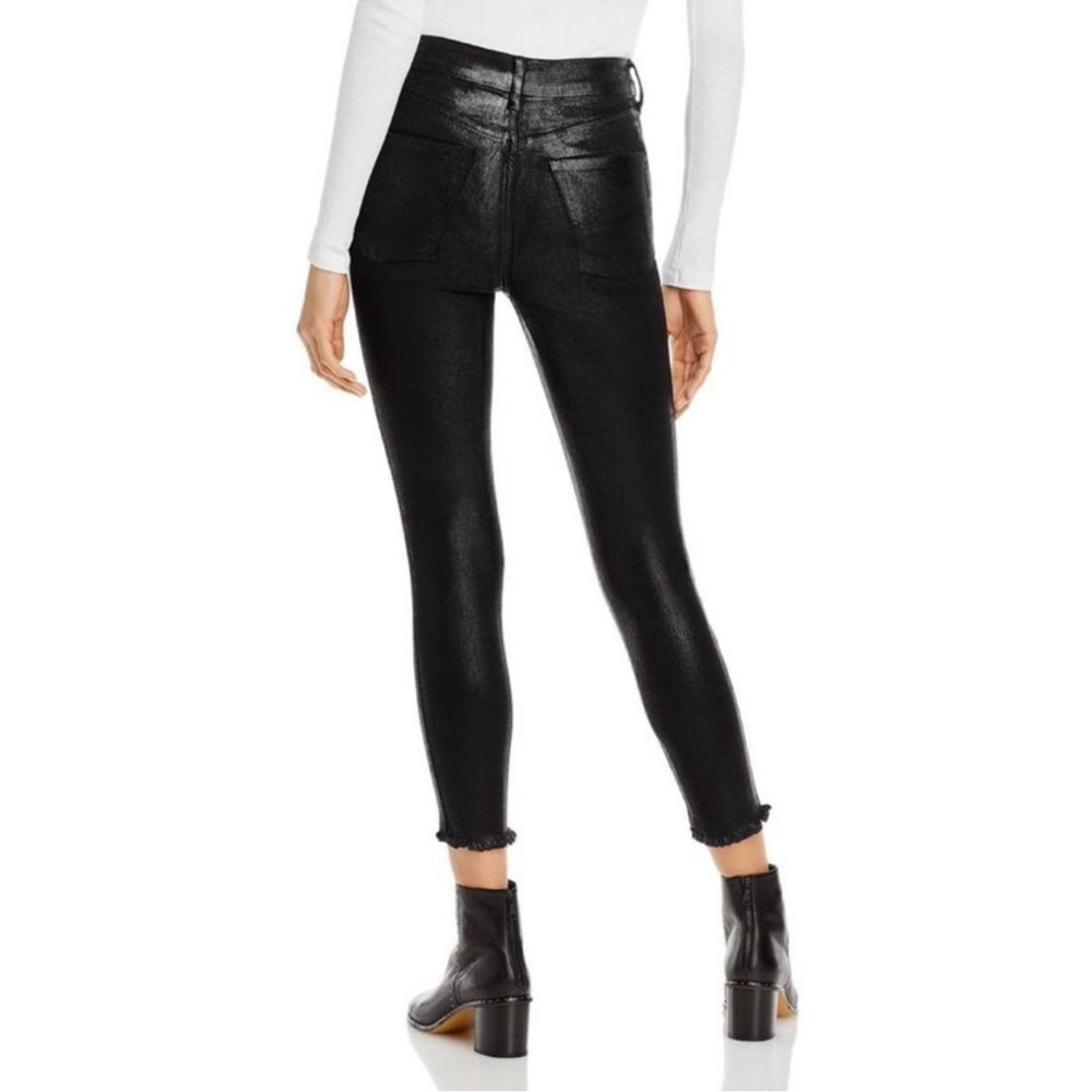 WE The Free Womens Black High Rise Coated Shimmer Denim Skinny Jeans 32 - Picture 4 of 13